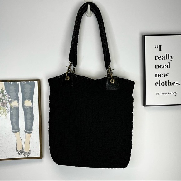THE SAK BLACK MACRAMÉ SHOULDER BAG EXCELLENT CONDITION - Picture 3 of 11